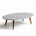 Table basse ovale en marbre et bois de 150 x 80 x 45cm pour salon