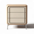 Commode en bois avec trois tiroirs couleur beige dimensions 50 x 40 x 50cm