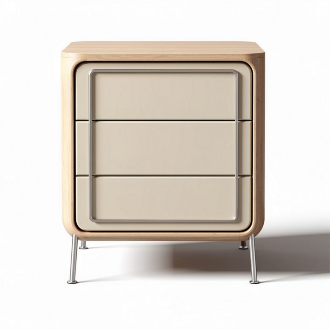 Commode en bois avec trois tiroirs couleur beige dimensions 50 x 40 x 50cm