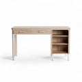 Bureau en bois neutre avec rangement ouvert et tiroirs 120 x 60 x 75cm
