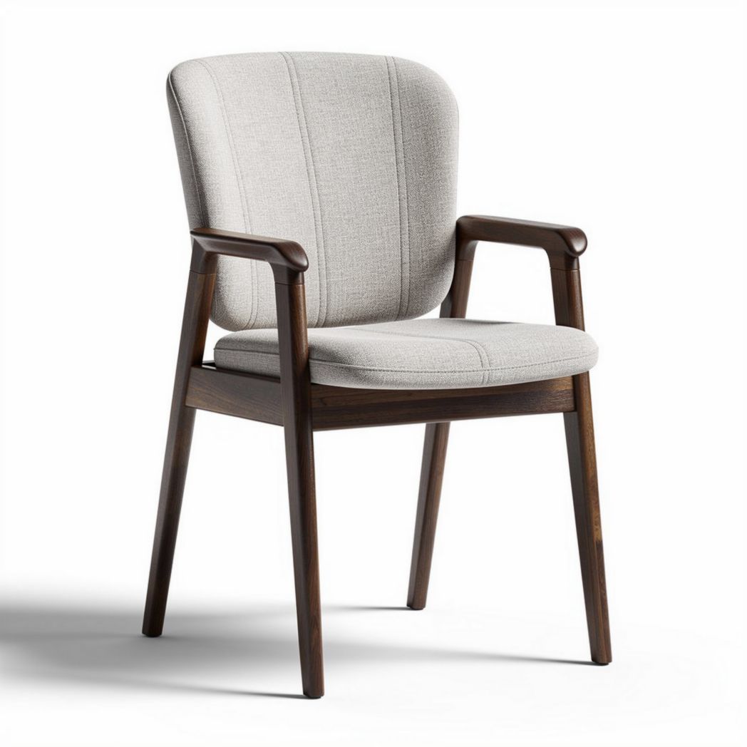 Chaise en bois avec rembourrage en tissu gris 45 x 55 x 80cm