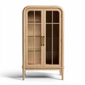 Cabinet en bois de chêne clair avec portes vitrées 70 x 40 x 140cm