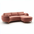 Canapé d'angle en tissu rose 240 x 100 x 85cm avec coussins intégrés